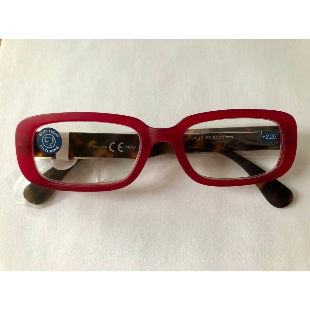 NEW WILLOW RED PEEPERS BLUE‎ LIGHT READING GLASSES +2.25